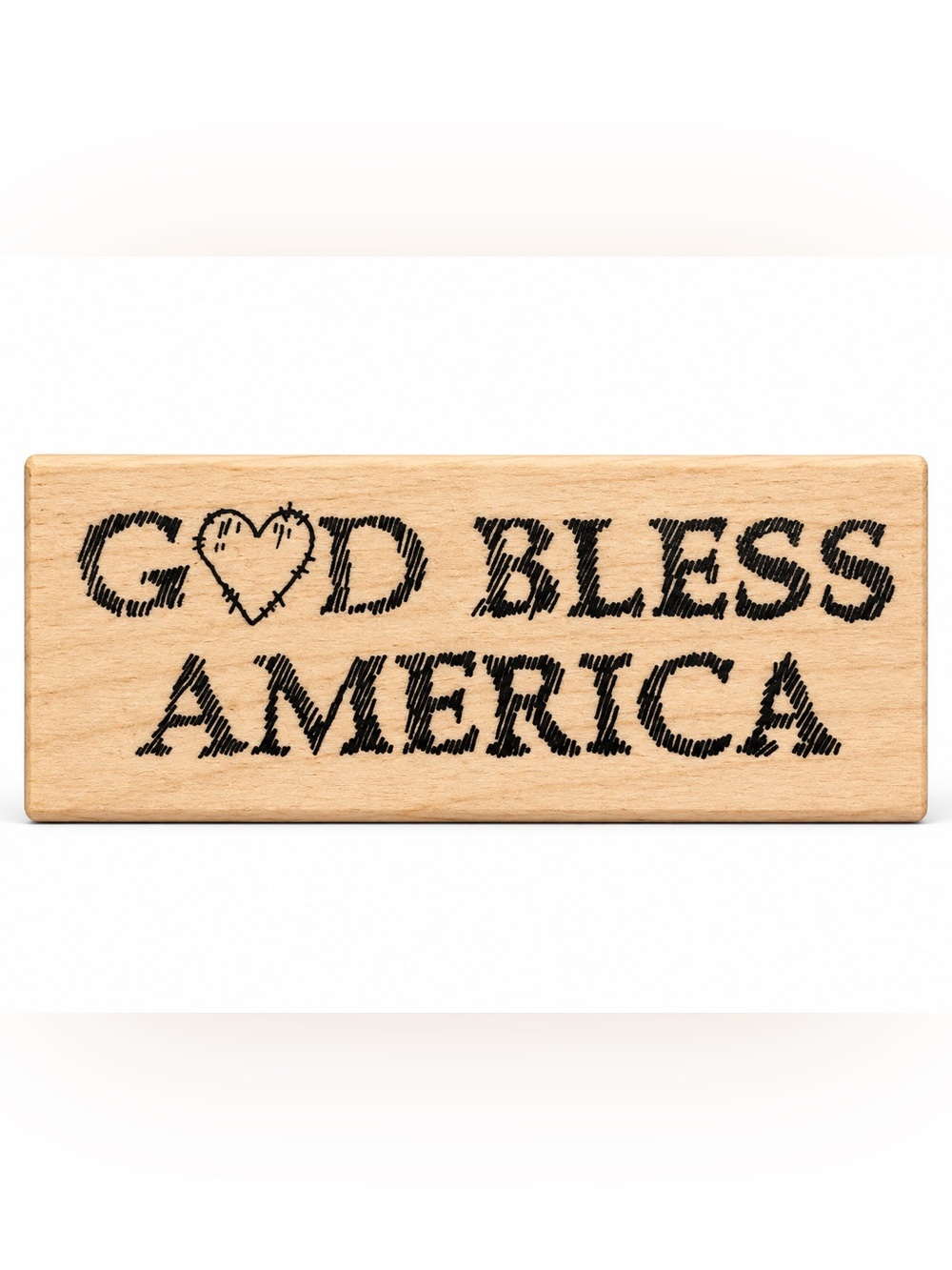 Vintage 1996 Wooden 'God Bless America' Rubber Stamp